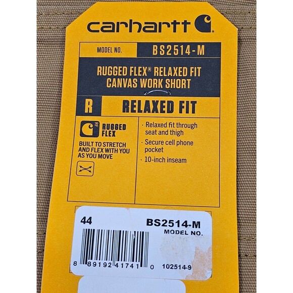 Carhartt Men's 44 Relaxed Fit Rigby 10" Dungaree Shorts Rugged Flex Tan New NWT - Picture 4 of 8